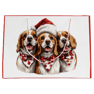 Grand Sac Cadeau Chiens Beagle de Noël