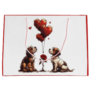 Grand Sac Cadeau Chiens Beagles de la Saint-Valentin