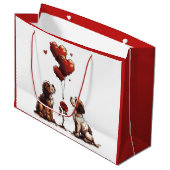 Grand Sac Cadeau Chiens Beagles de la Saint-Valentin (Devant Angle)