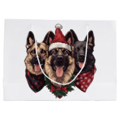 Grand Sac Cadeau Chiens bergers allemands de Noël (Dos)