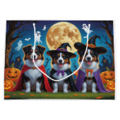 Grand Sac Cadeau Chiens bergers australiens Citrouille Halloween dr (Devant)