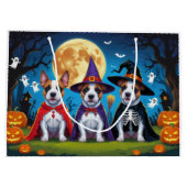 Grand Sac Cadeau Chiens Bull Terrier Citrouille Halloween Drôle (Dos)
