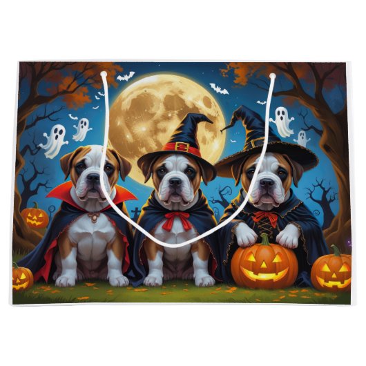 Grand Sac Cadeau Chiens Bullmastiff Citrouille Halloween Funny (Devant)