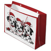 Grand Sac Cadeau Chiens dalmates de Noël (Devant Angle)