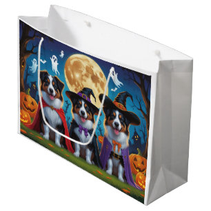 Grand Sac Cadeau Chiens de berger australiens Citrouille Halloween 