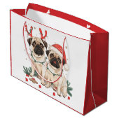 Grand Sac Cadeau Chiens de Carlin de Noël (Dos Angle)
