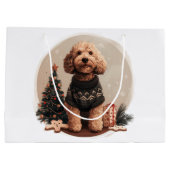 Grand Sac Cadeau Chiens de chiot de Noël Goldendoodle (Dos)
