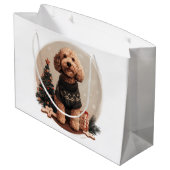 Grand Sac Cadeau Chiens de chiot de Noël Goldendoodle (Dos Angle)