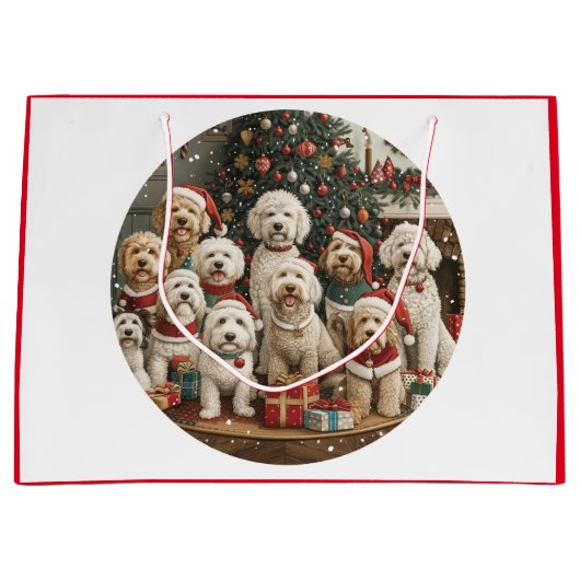 Grand Sac Cadeau Chiens de chiot de Noël Goldendoodle (Devant)