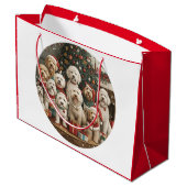 Grand Sac Cadeau Chiens de chiot de Noël Goldendoodle (Dos Angle)