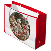 Grand Sac Cadeau Chiens de chiot de Noël Goldendoodle (Devant Angle)