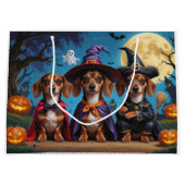 Grand Sac Cadeau Chiens de Dachshund Citrouille Halloween drôle (Devant)