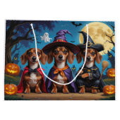 Grand Sac Cadeau Chiens de Dachshund Citrouille Halloween drôle (Dos)