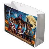 Grand Sac Cadeau Chiens de Dachshund Citrouille Halloween drôle (Dos Angle)