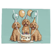 Grand Sac Cadeau Chiens de Goldendoodle d'anniversaire (Dos)