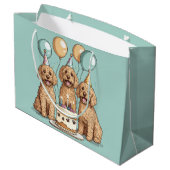 Grand Sac Cadeau Chiens de Goldendoodle d'anniversaire (Dos Angle)