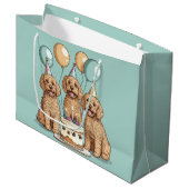 Grand Sac Cadeau Chiens de Goldendoodle d'anniversaire (Devant Angle)