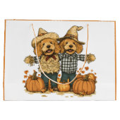 Grand Sac Cadeau Chiens de Goldendoodle de la récolte d'automne (Dos)