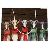Grand Sac Cadeau Chiens de Greyhound mignons en Écharpes (Dos)