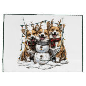 Grand Sac Cadeau Chiens de Noël Chiens de neige (Dos)