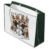 Grand Sac Cadeau Chiens de Noël Chiens de neige (Dos Angle)