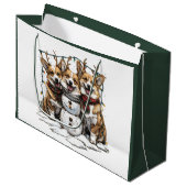 Grand Sac Cadeau Chiens de Noël Chiens de neige (Devant Angle)