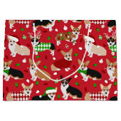 Grand Sac Cadeau Chiens de Noël Corgi (Devant)