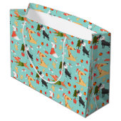 Grand Sac Cadeau Chiens de Noël Fêtards (Dos Angle)
