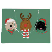 Grand Sac Cadeau Chiens de Noël Goldendoodle (Devant)