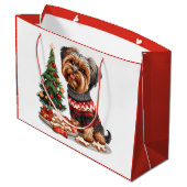 Grand Sac Cadeau Chiens de Noël Yorkshire Terrier (Dos Angle)