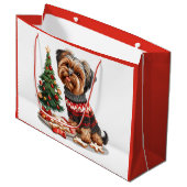 Grand Sac Cadeau Chiens de Noël Yorkshire Terrier (Devant Angle)
