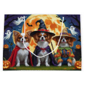 Grand Sac Cadeau Chiens de Papillon Citrouille Halloween Funny (Devant)