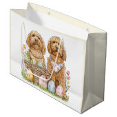 Grand Sac Cadeau Chiens de Pâques Goldendoodle (Devant Angle)