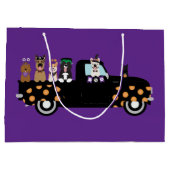Grand Sac Cadeau Chiens D'Halloween Dans Un Camion De Ramassage (Dos)
