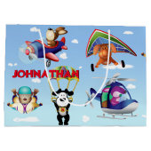 Grand Sac Cadeau Chiens En Aviation Personnalisez (Dos)