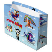 Grand Sac Cadeau Chiens En Aviation Personnalisez (Dos Angle)