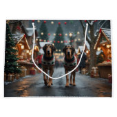 Grand Sac Cadeau Chiens Lévriers de Noël Fête de neige (Devant)