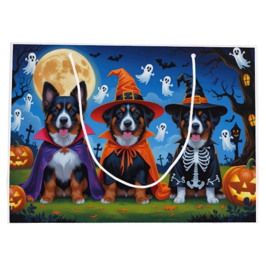 Grand Sac Cadeau Chiens Malinois belges Citrouille Halloween Funny (Dos)