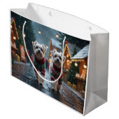 Grand Sac Cadeau Chiens maltais Noël Neige Fêtes (Dos Angle)