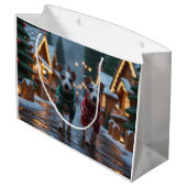 Grand Sac Cadeau Chiens Rat Terrier Noël Neige Fêtes (Dos Angle)