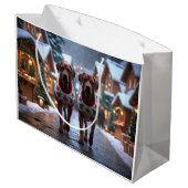 Grand Sac Cadeau Chiens Rhodesian Ridgeback Noël Neige Fêtes (Dos Angle)