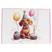Grand Sac Cadeau Chiens teckel d'anniversaire (Dos)