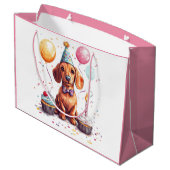 Grand Sac Cadeau Chiens teckel d'anniversaire (Dos Angle)