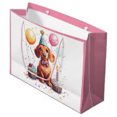 Grand Sac Cadeau Chiens teckel d'anniversaire (Devant Angle)