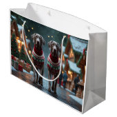Grand Sac Cadeau Chiens Weimaraner Noël Neige Vacances (Dos Angle)