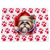 Grand Sac Cadeau Chih Tzu Chien à Santa Hat Noël (Devant)