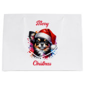 Grand Sac Cadeau Chihuahua Chien à Santa Hat Noël (Devant)