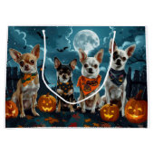 Grand Sac Cadeau Chihuahua Halloween Éffrayant (Devant)