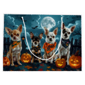 Grand Sac Cadeau Chihuahua Halloween Éffrayant (Dos)