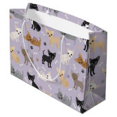 Grand Sac Cadeau Chihuahua Os et pattes violet (Dos Angle)